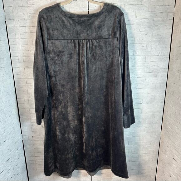 Pure Jill Crushed-Velour V-Neck midi Dress with pockets whimsigoth plus size - Picture 3 of 10